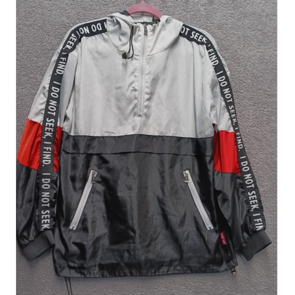 Fashion Nova Men Colorblock Windbreaker Jacket Hoodie Size M